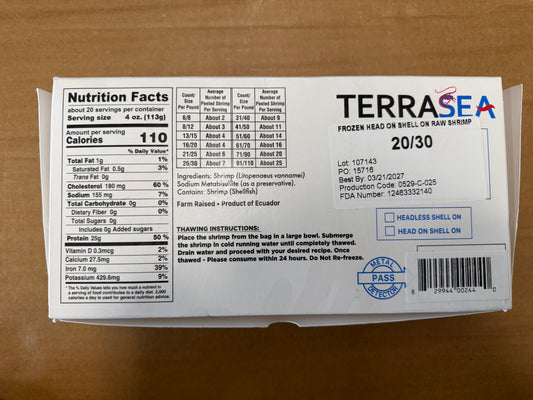 Head On Shell On Shrimp 20/30 (4lb)